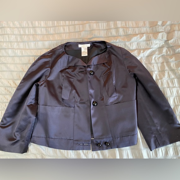 Navy Chloe silk evening jacket size large - Picture 1 of 5